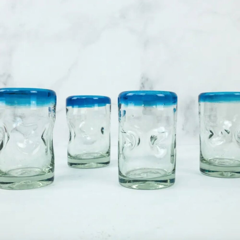 Cristaluc Tasting Glasses – Turquoise Rim - Set of 4